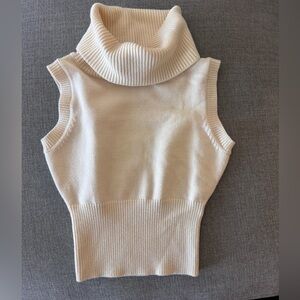 Zara Cream ColoredSleeveless Turtleneck Sweater Size Small